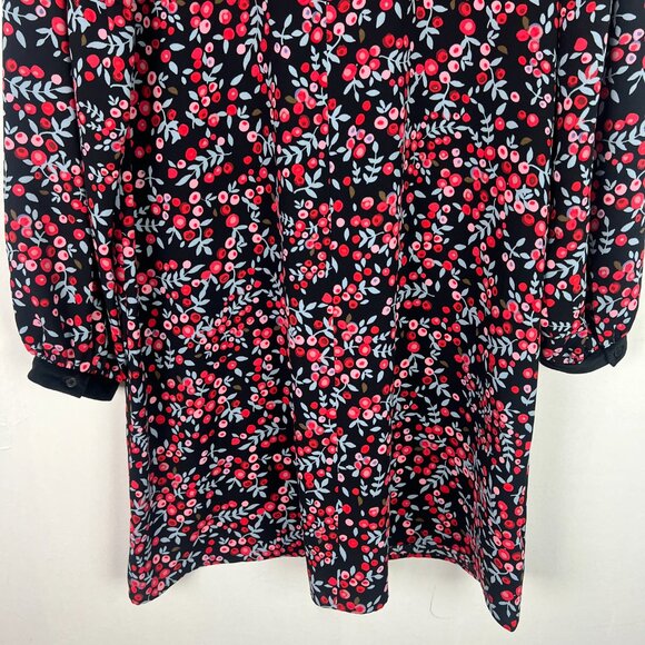 NWT LOFT Long Sleeve Berry Print Velvet Trim Shift Dress Size Medium M NEW - Picture 13 of 14